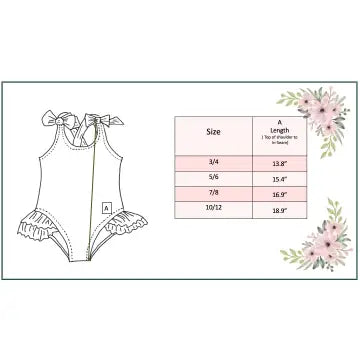 Kids Pink Horse Ruffles & Bows Cross Back One Piece Swimsuit