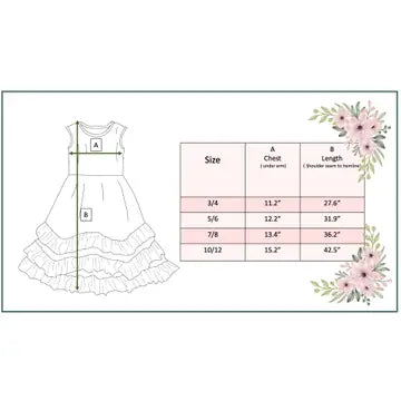 Girls 3 Tiered Pink Green Tropical Spring Ruffles Dress