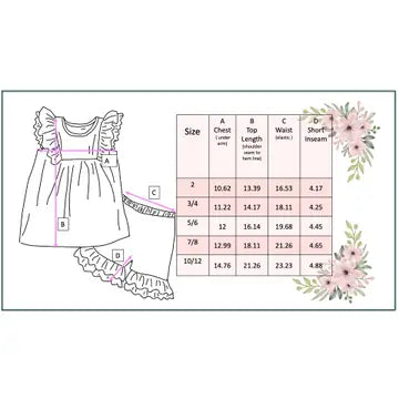 Girls Blush Pink Ruffles Pastel Spring Floral Short Set