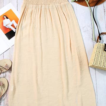 Shirred High Waist Split Long Beach Skirt