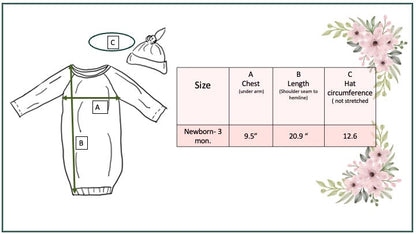 Infant Unisex Sea Turtle Baby Gown and Hat Set