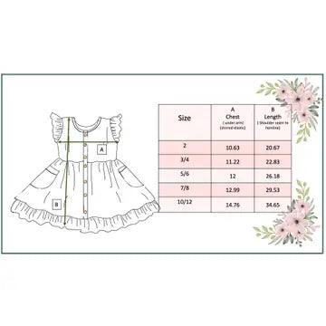 Girls Pink & Tangerine Retro Flower Check Pocket Dress
