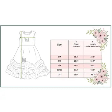 Girls Olivia 3 Ruffle Green Floral Spring Summer Dress