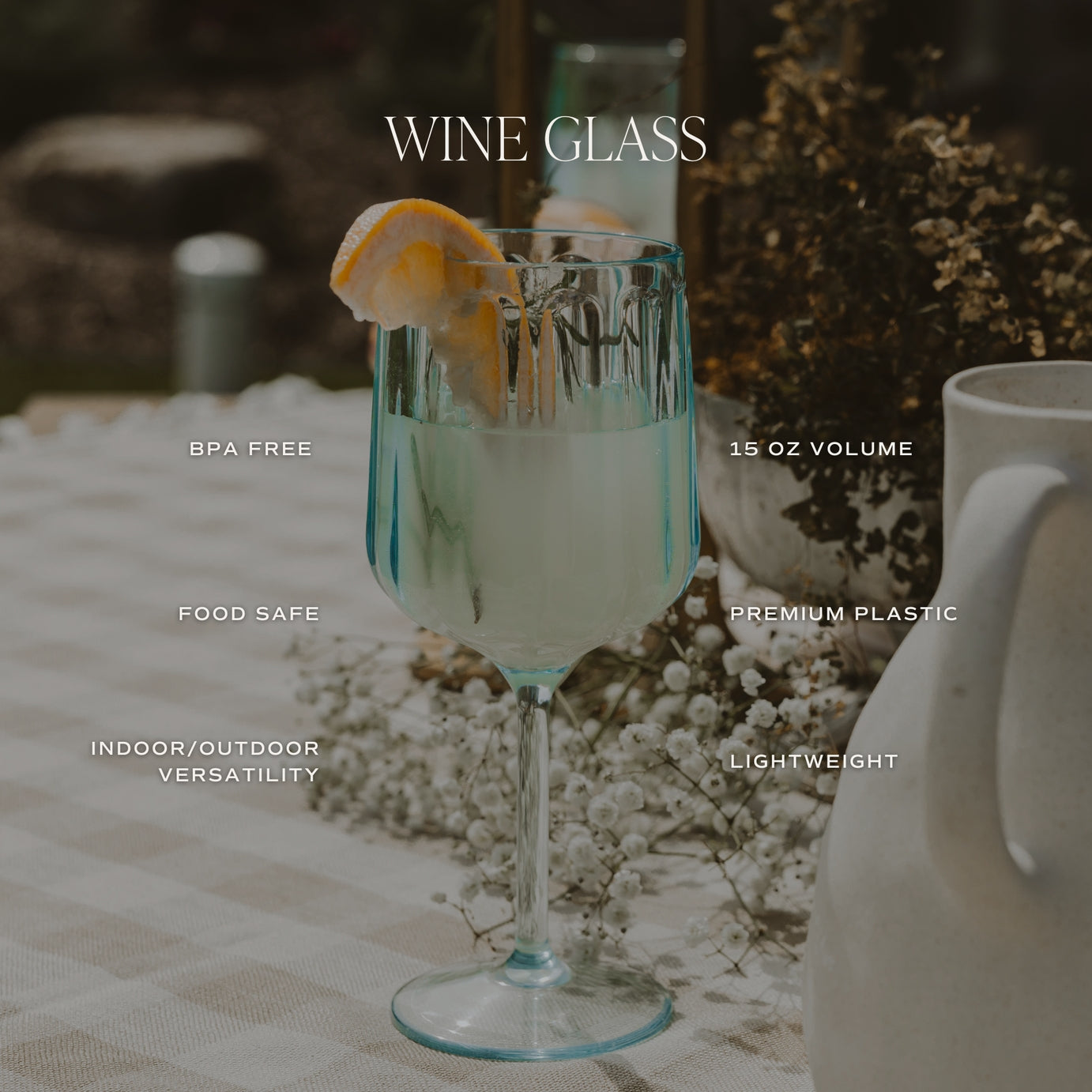 Light Blue Plastic Wine Glass