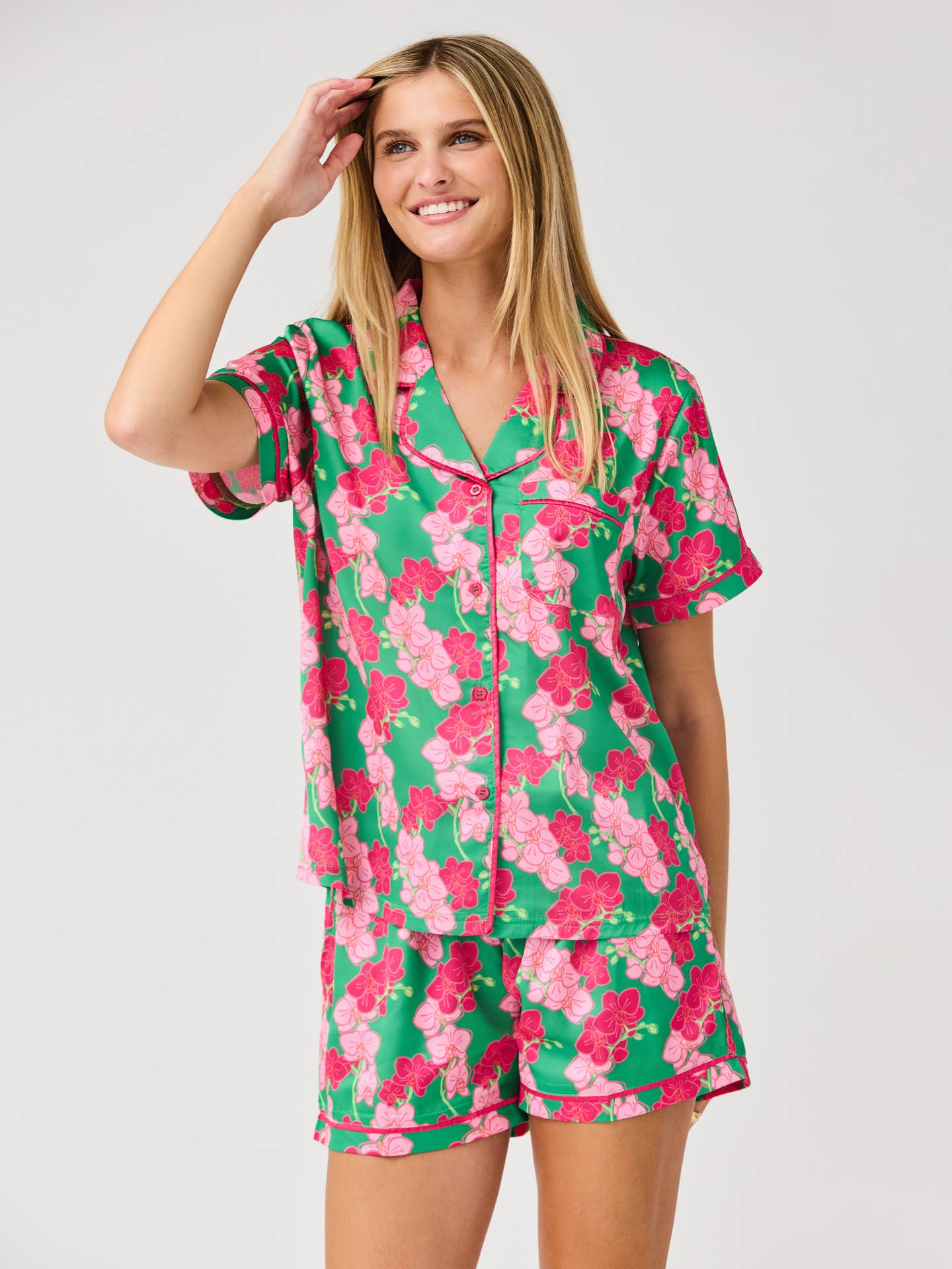 Women's Charlotte Satin Pj Shorts Set | Orchid Reverie