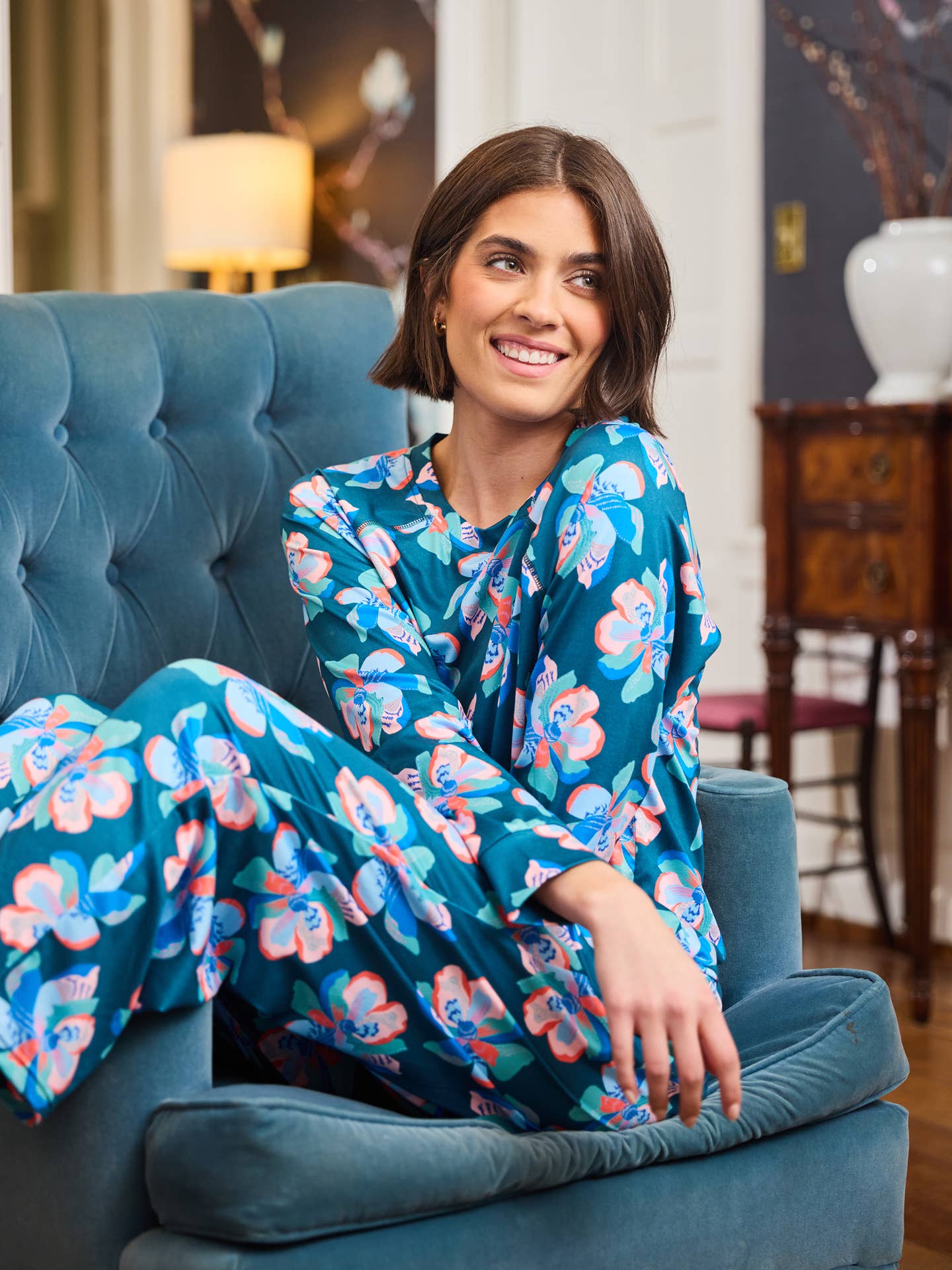 Women's Annie Pajama Pants Set | Center Stage Green