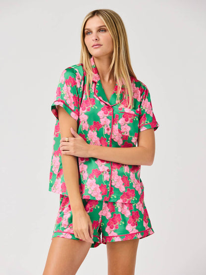 Women's Charlotte Satin Pj Shorts Set | Orchid Reverie