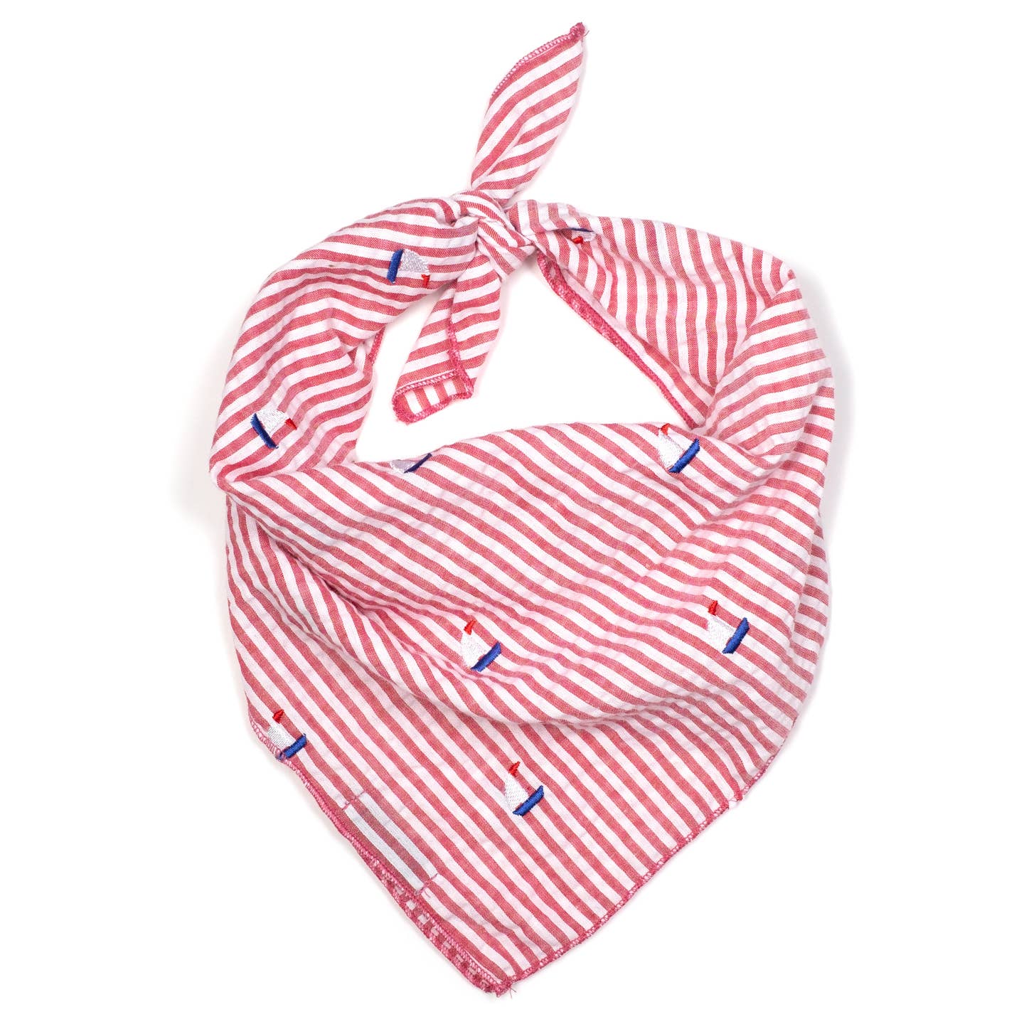 The Worthy Dog - Red Stripe Sailboat Bandana