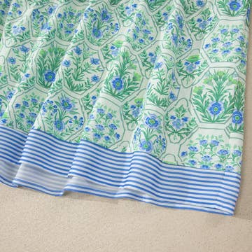 Floral Print Striped Patchwork Detail Sleeveless Dress