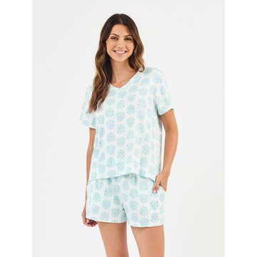 Women's Alli Pajama Shorts Set | Meadow Dreams Blue