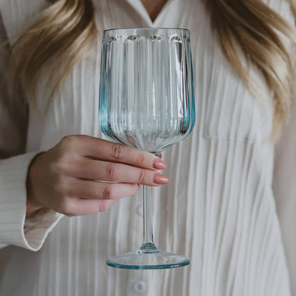 Light Blue Plastic Wine Glass