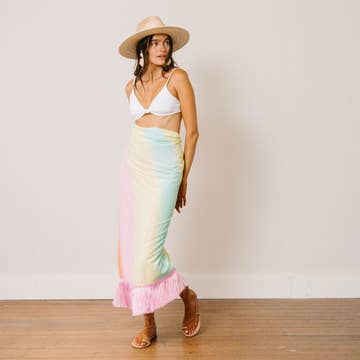Watercolor Ruby Fringe Sarong