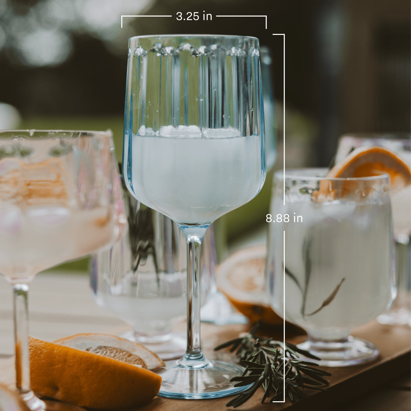 Light Blue Plastic Wine Glass