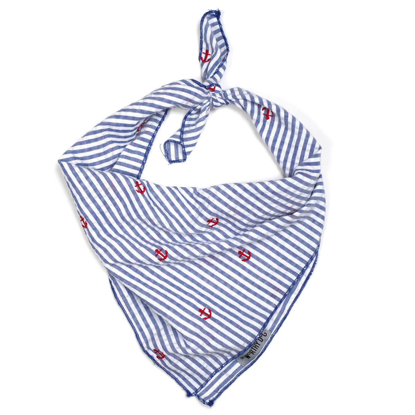 The Worthy Dog - Navy Stripe Anchor Bandana