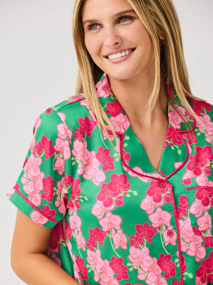 Women's Charlotte Satin Pj Shorts Set | Orchid Reverie