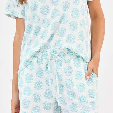 Women's Alli Pajama Shorts Set | Meadow Dreams Blue