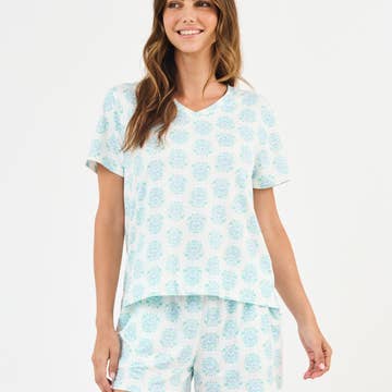Women's Alli Pajama Shorts Set | Meadow Dreams Blue
